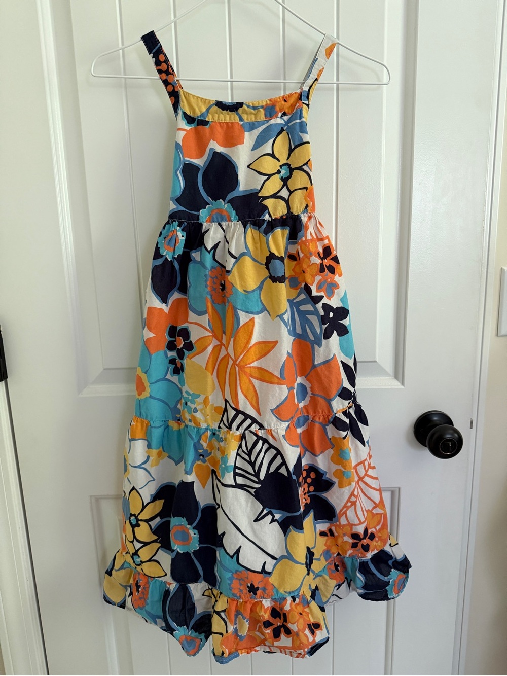 Gymboree Girls Floral Tiered Maxi Sundress in Turquoise, Orange Yellow & Blue 12